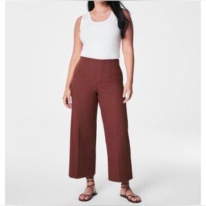 SPANX Stretch Twill Cropped Wide Leg Pant Hickory Size 1X NWT Shaping Pant Work